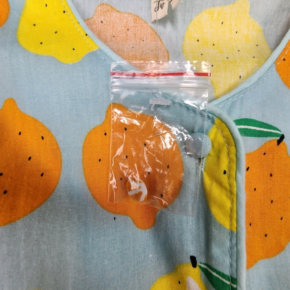 Modcloth Blue Dress with Yellow and Orange Citrus Print - Picture 6 of 14